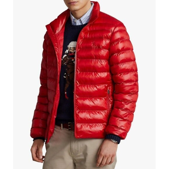 Polo Ralph Lauren The Colden Packable Puffer Jacket Red Mens M Coat Pony New - Picture 1 of 10